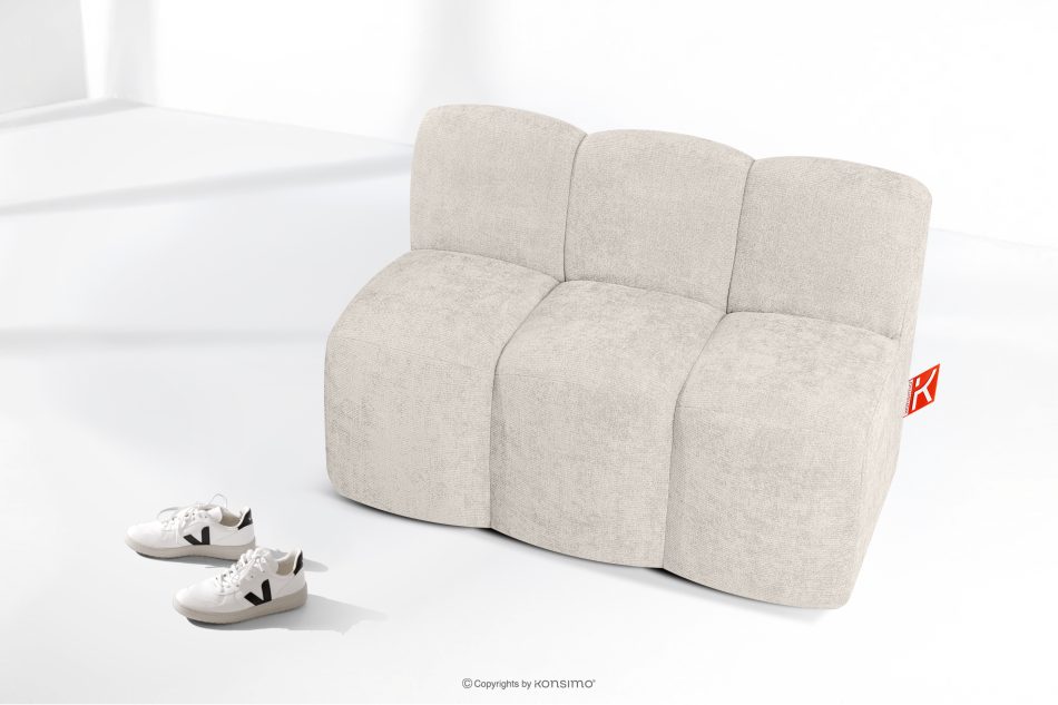 BRESCO Čalúnená lavica do jedálne 120 cm krémová ženilková látka krémová - obrázok 8