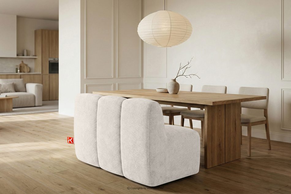 BRESCO Čalúnená lavica do jedálne 120 cm krémová ženilková látka krémová - obrázok 9