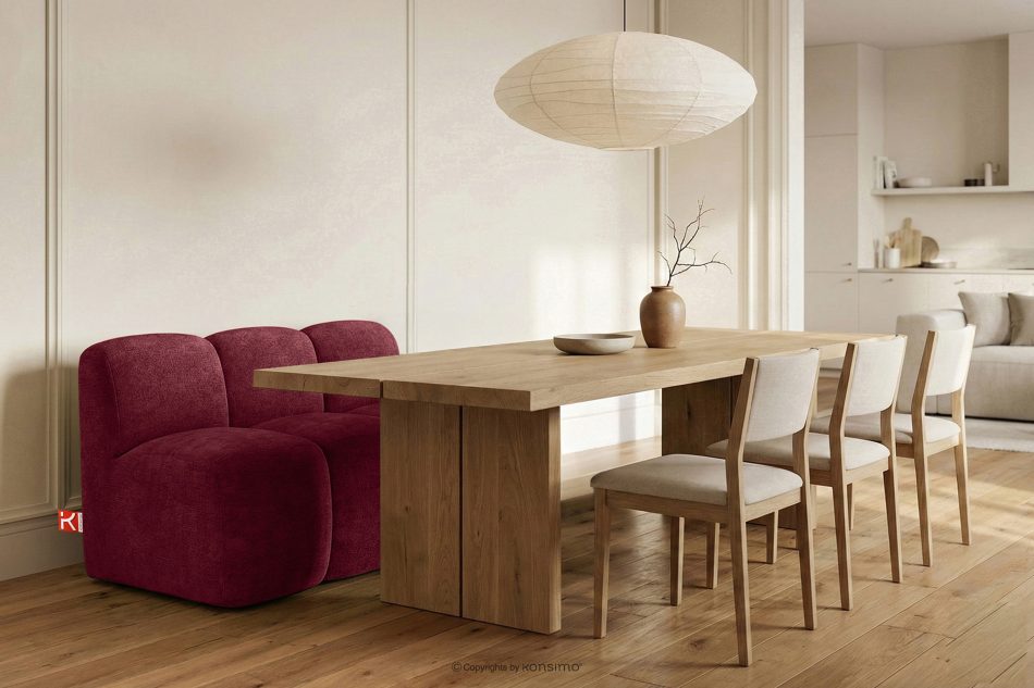 BRESCO Čalúnená jedálenská lavica 120 cm bordová ženilková látka bordová - obrázok 1