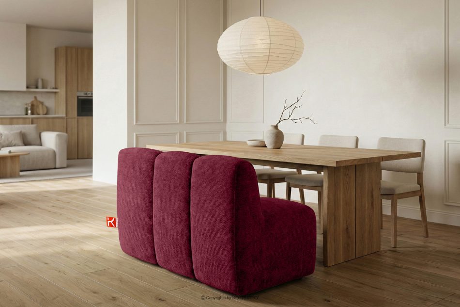 BRESCO Čalúnená jedálenská lavica 120 cm bordová ženilková látka bordová - obrázok 9