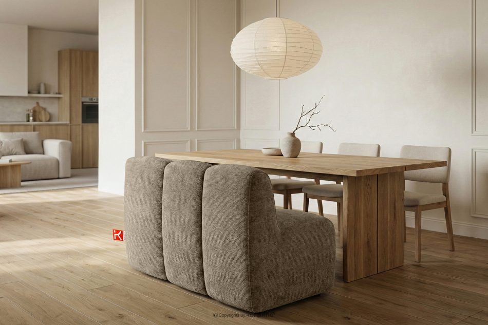 BRESCO Čalúnená lavica do jedálne 120 cm béžová ženilková látka béžová - obrázok 9