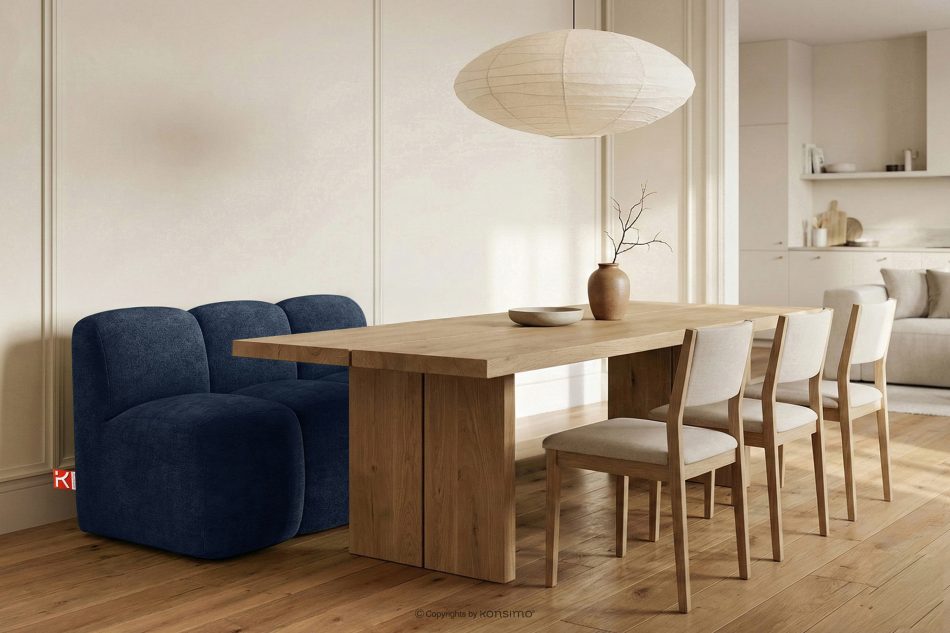 BRESCO Čalúnená jedálenská lavica 120 cm tmavomodrá ženilková látka námornícka modrá - obrázok 1