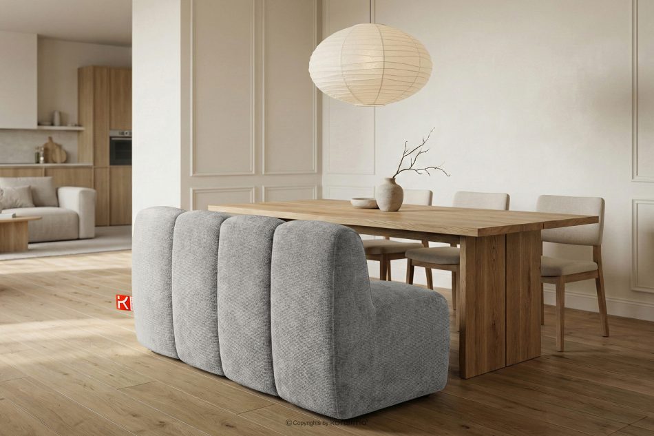 BRESCO Čalúnená lavica do jedálne 160 cm svetlošedá ženilková látka svetlo šedá - obrázok 9