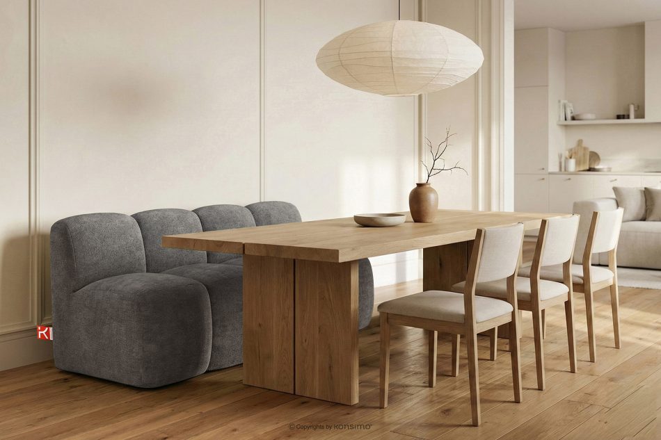 BRESCO Čalúnená lavica do jedálne 160 cm tmavošedá ženilková látka tmavo šedá - obrázok 1