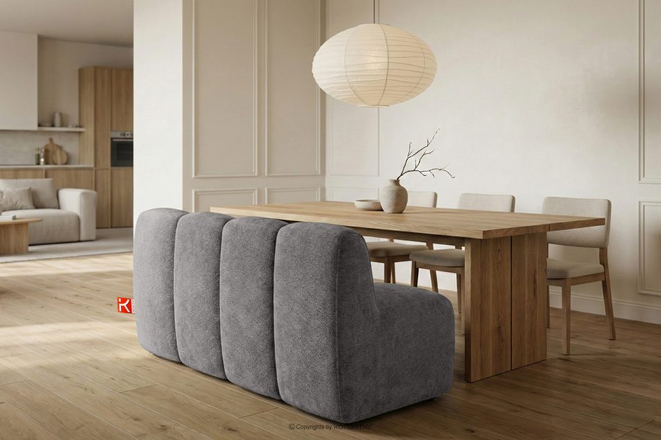 BRESCO Čalúnená lavica do jedálne 160 cm tmavošedá ženilková látka tmavo šedá - obrázok 9