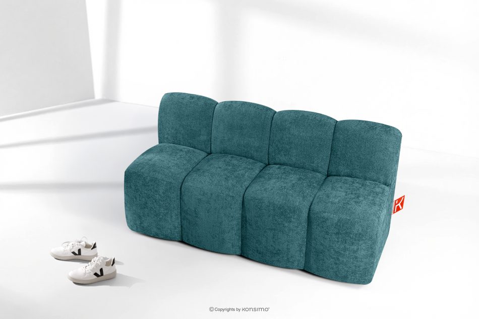 BRESCO Čalúnená lavica do jedálne 160 cm morská modrá ženilková látka morská modrá - obrázok 8