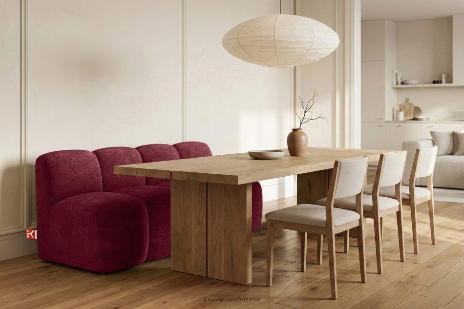 BRESCO Čalúnená lavica do jedálne 160 cm bordová ženilková látka bordová - obrázok 1