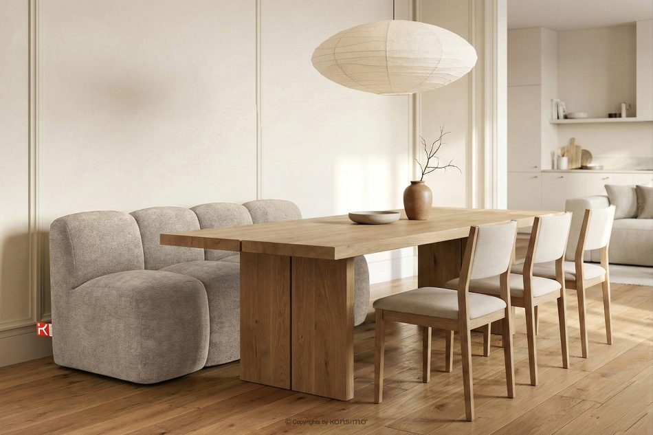 BRESCO Čalúnená lavica do jedálne 160 cm béžová ženilková látka béžová - obrázok 1