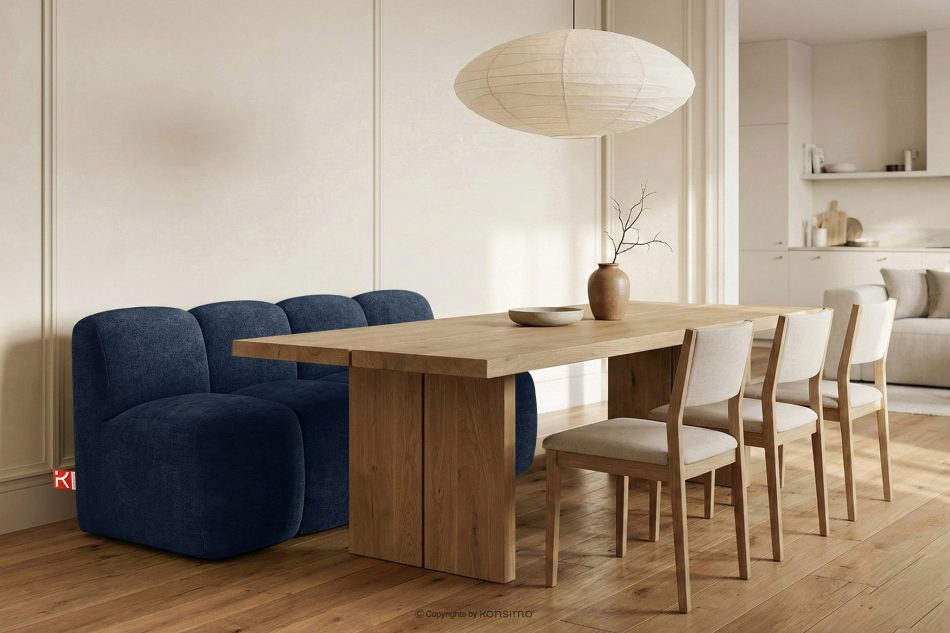 BRESCO Čalúnená lavica do jedálne 160 cm tmavomodrá ženilková látka námornícka modrá - obrázok 1