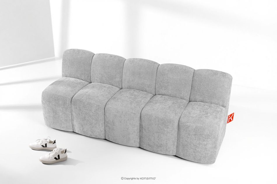 BRESCO Čalúnená lavica s operadlom 200 cm svetlošedá ženilková látka svetlo šedá - obrázok 8