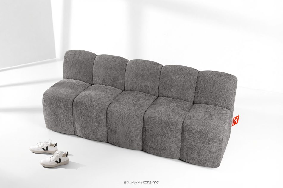 BRESCO Čalúnená lavica s operadlom 200 cm tmavošedá ženilková látka tmavo šedá - obrázok 8