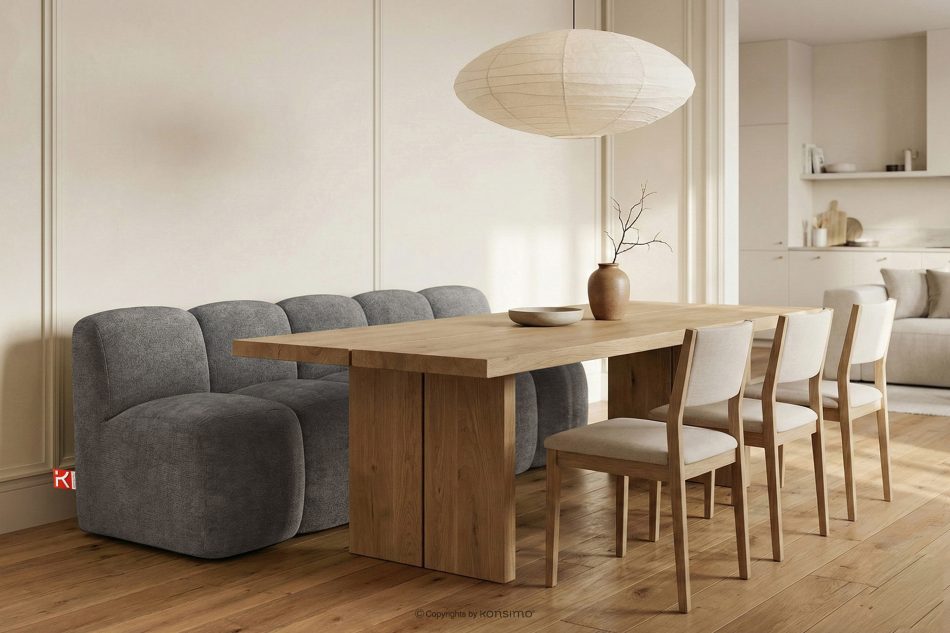 BRESCO Čalúnená lavica s operadlom 200 cm tmavošedá ženilková látka tmavo šedá - obrázok 1