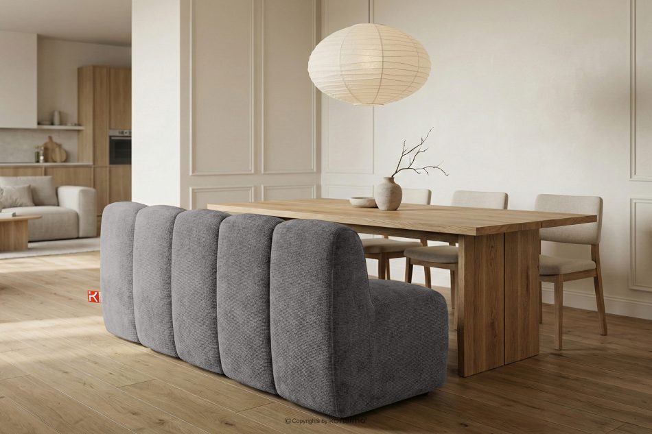 BRESCO Čalúnená lavica s operadlom 200 cm tmavošedá ženilková látka tmavo šedá - obrázok 9