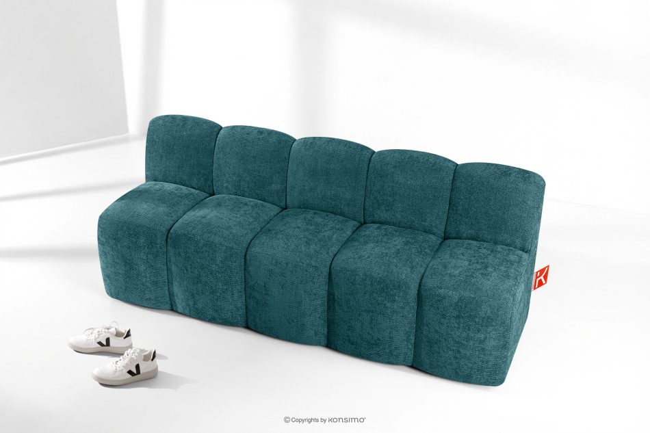 BRESCO Čalúnená lavica s operadlom 200 cm morská modrá ženilková látka morská modrá - obrázok 8