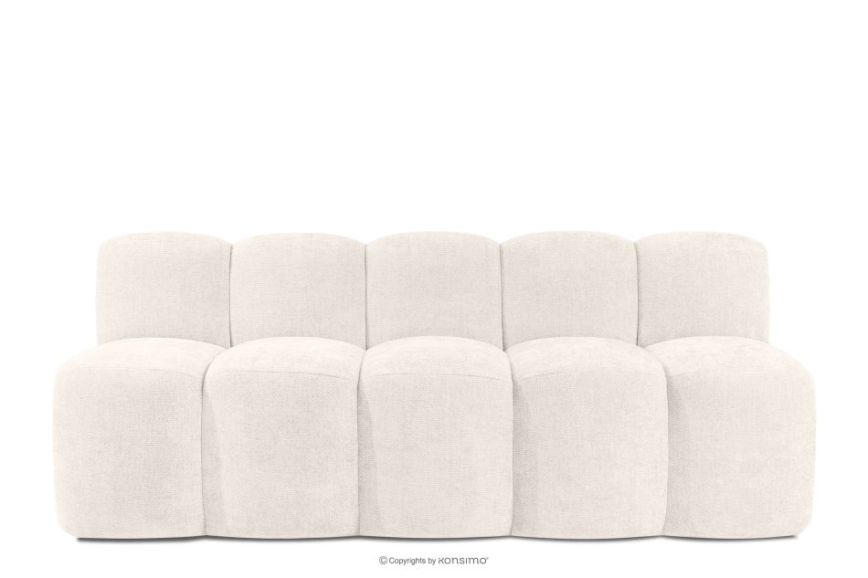 BRESCO Čalúnená lavica s operadlom 200 cm krémová ženilková látka krémová - obrázok 0