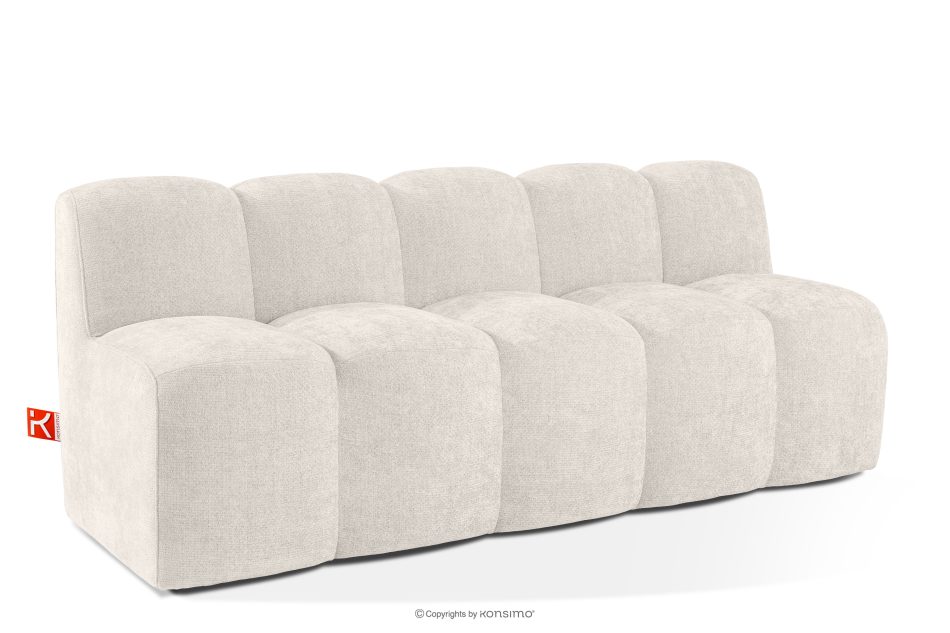 BRESCO Čalúnená lavica s operadlom 200 cm krémová ženilková látka krémová - obrázok 2