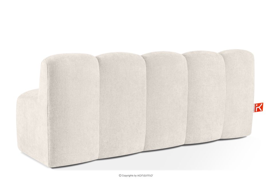 BRESCO Čalúnená lavica s operadlom 200 cm krémová ženilková látka krémová - obrázok 3