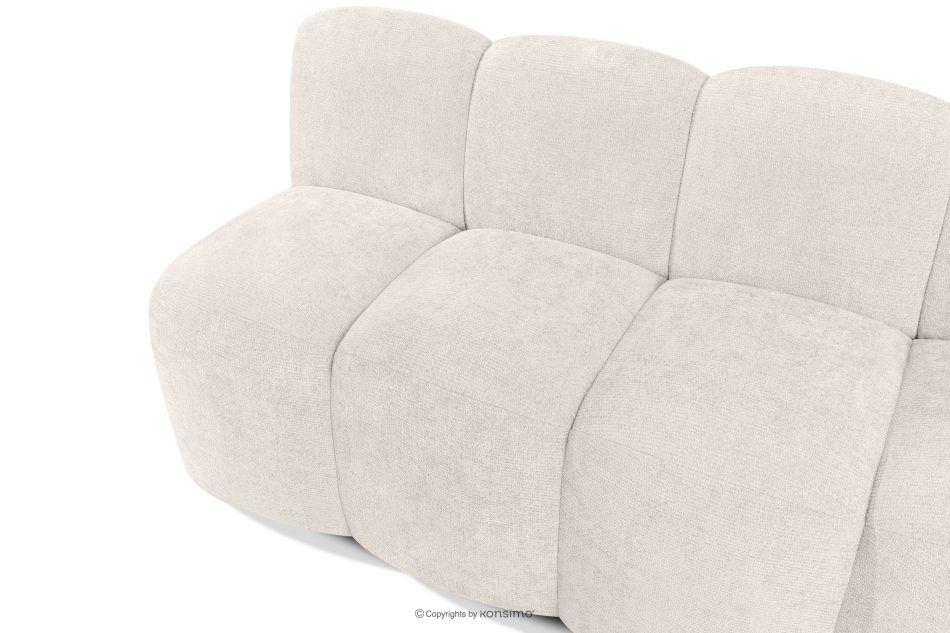 BRESCO Čalúnená lavica s operadlom 200 cm krémová ženilková látka krémová - obrázok 4