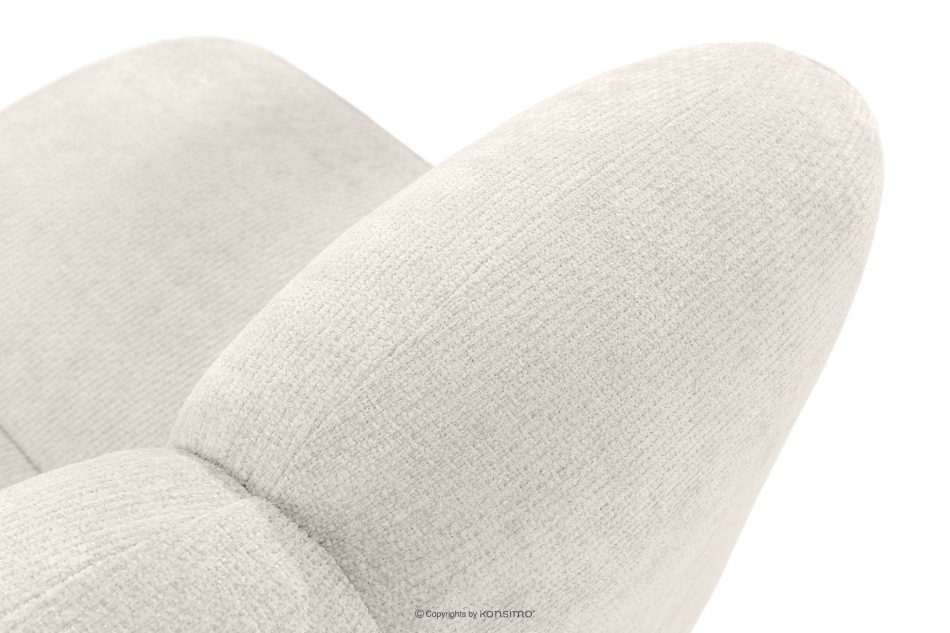 BRESCO Čalúnená lavica s operadlom 200 cm krémová ženilková látka krémová - obrázok 6