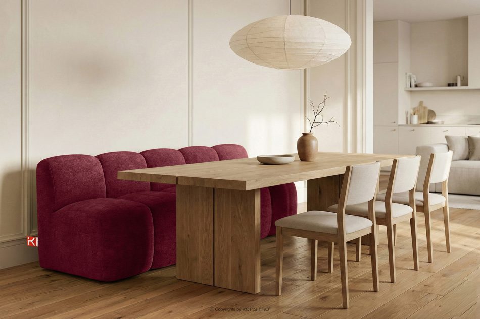 BRESCO Čalúnená lavica s operadlom 200 cm bordová ženilková látka bordová - obrázok 1