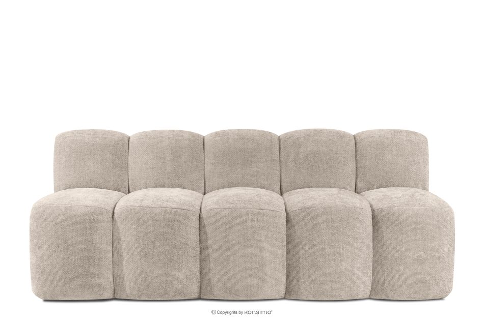 BRESCO Čalúnená lavica s operadlom 200 cm béžová ženilková látka béžová - obrázok 0