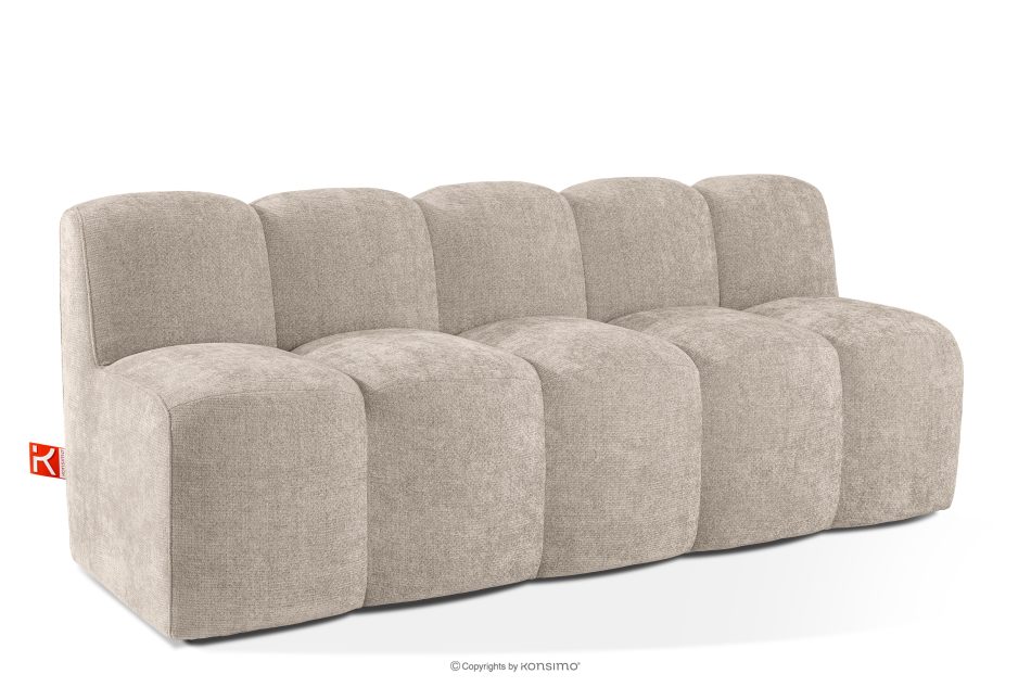 BRESCO Čalúnená lavica s operadlom 200 cm béžová ženilková látka béžová - obrázok 2