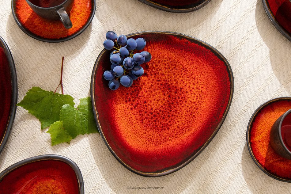 PRIMA Ručne glazovaný červená dezertný tanier červená - obrázok 10