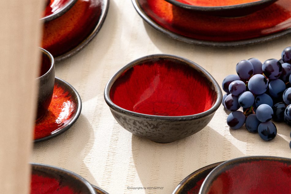 PRIMA Ručne glazovaná misa na šalát červená červená - obrázok 1