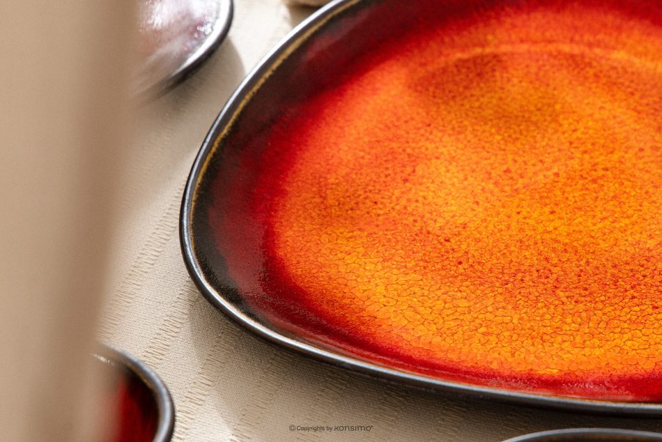 PRIMA Plochý servírovací tanier ručne glazovaný červená červená - obrázok 12