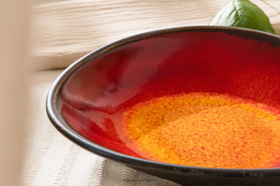 PRIMA Hlboký servírovací tanier ručne glazovaný červená červená - obrázok 10