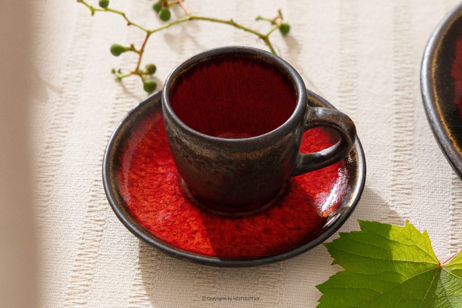 PRIMA Ručne glazovaná červená šálka na espresso červená - obrázok 10