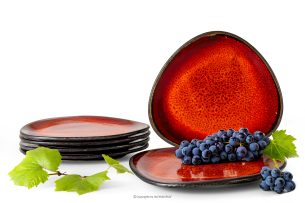 PRIMA, https://konsimo.sk/kolekcie/prima/ Ručne glazovaný keramický dezertný tanier 6 ks červená červená - obrázok