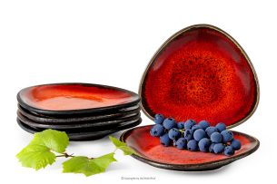 PRIMA, https://konsimo.sk/kolekcie/prima/ Ručne glazovaný keramický raňajkový tanier 6 ks červená červená - obrázok