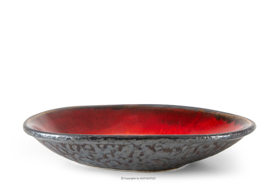 PRIMA Ručne glazovaný keramický hlboký tanier 6 ks červená červená - obrázok 2