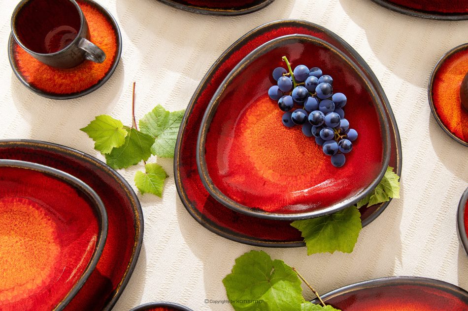 PRIMA Ručne glazovaný keramický hlboký tanier 6 ks červená červená - obrázok 11