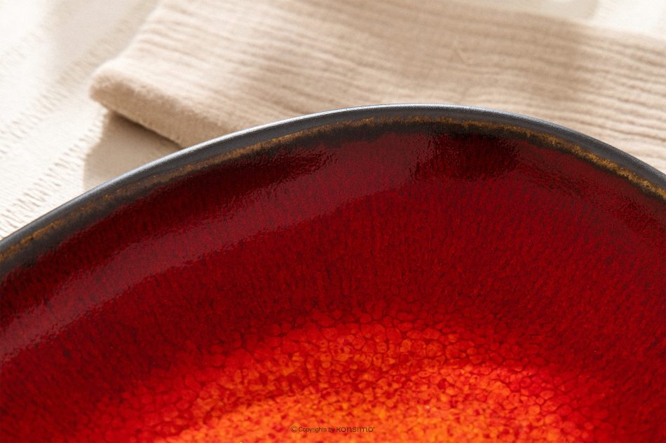 PRIMA Ručne glazovaný keramický hlboký tanier 6 ks červená červená - obrázok 12