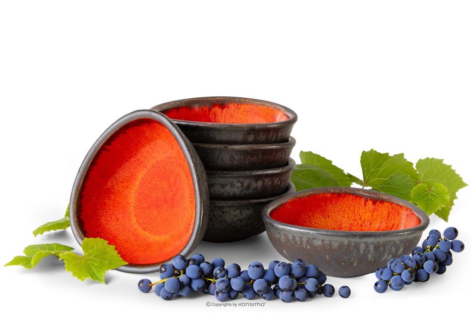 PRIMA Ručne glazovaná keramická misa 6 ks červená červená - obrázok 0