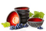 Ručne glazovaná keramická misa na šalát 6 ks červená