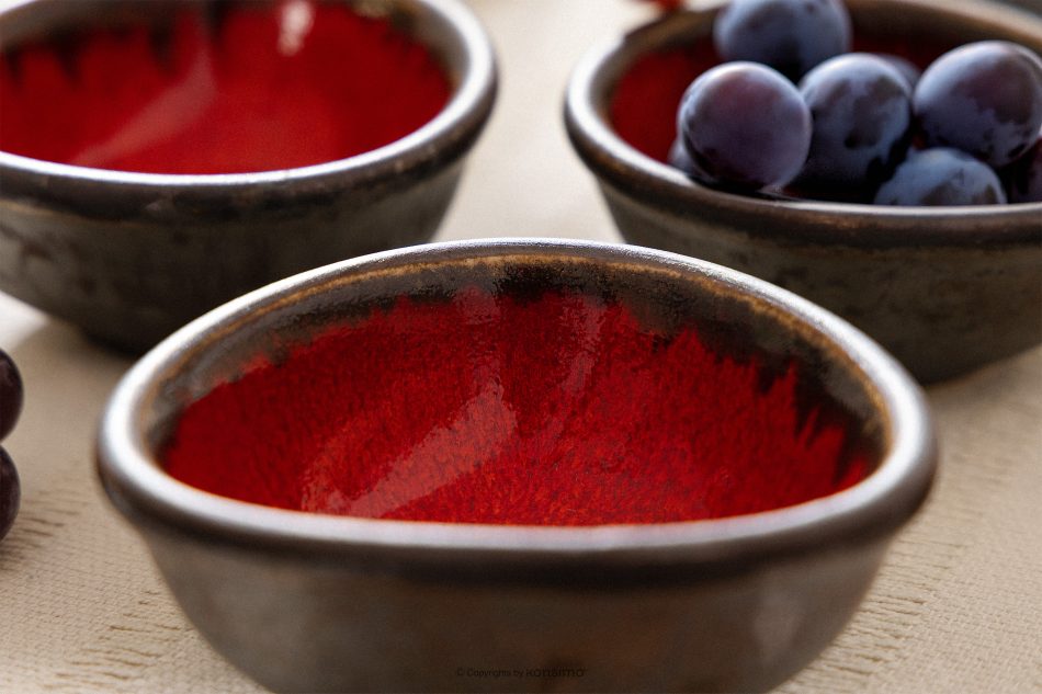 PRIMA Ručne glazovaná keramická misa na dip 6 ks červená červená - obrázok 12