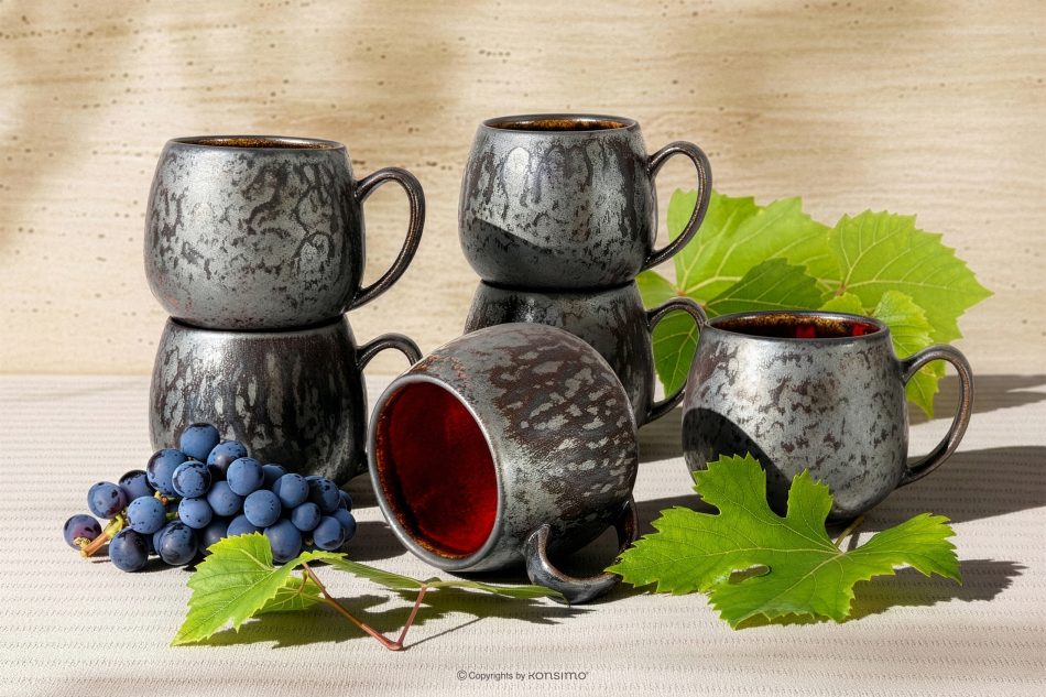 PRIMA Ručne glazovaný keramický hrnček 6 ks červená červená - obrázok 1