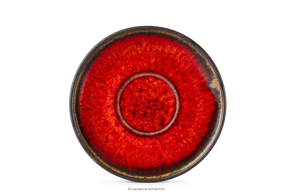 PRIMA Ručne glazovaná keramická podšálka na šálku espressa 6 ks červená červená - obrázok 8