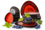 Jedálenský servis v štýle loft pre 6 osôb (18 ks) červená