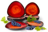 Keramický jedálenský servis pre 6 osôb (12 ks) červená