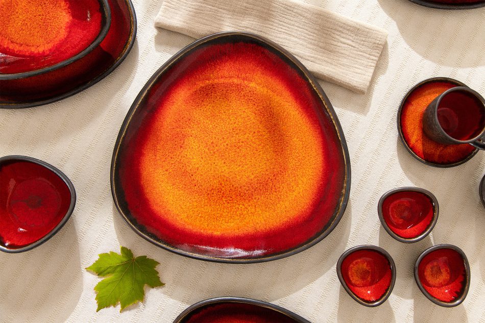 PRIMA Keramický jedálenský servis pre 6 osôb (12 ks) červená červená - obrázok 15