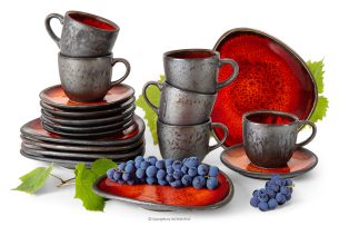 PRIMA, https://konsimo.sk/kolekcie/prima/ Ručne glazovaná kávová súprava pre 6 osôb (18 ks) červená červená - obrázok