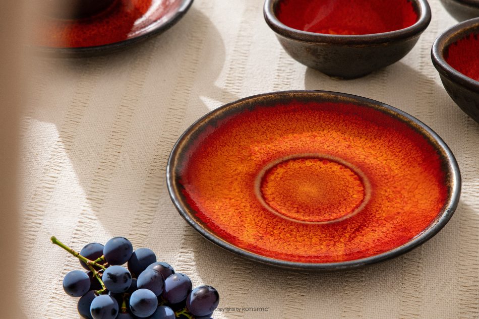 PRIMA Ručne glazovaná kávová súprava pre 6 osôb (18 ks) červená červená - obrázok 19