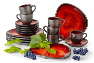 PRIMA, https://konsimo.sk/kolekcie/prima/ Ručne glazovaná sada na espresso pre 6 osôb (18 ks) červená červená - obrázok