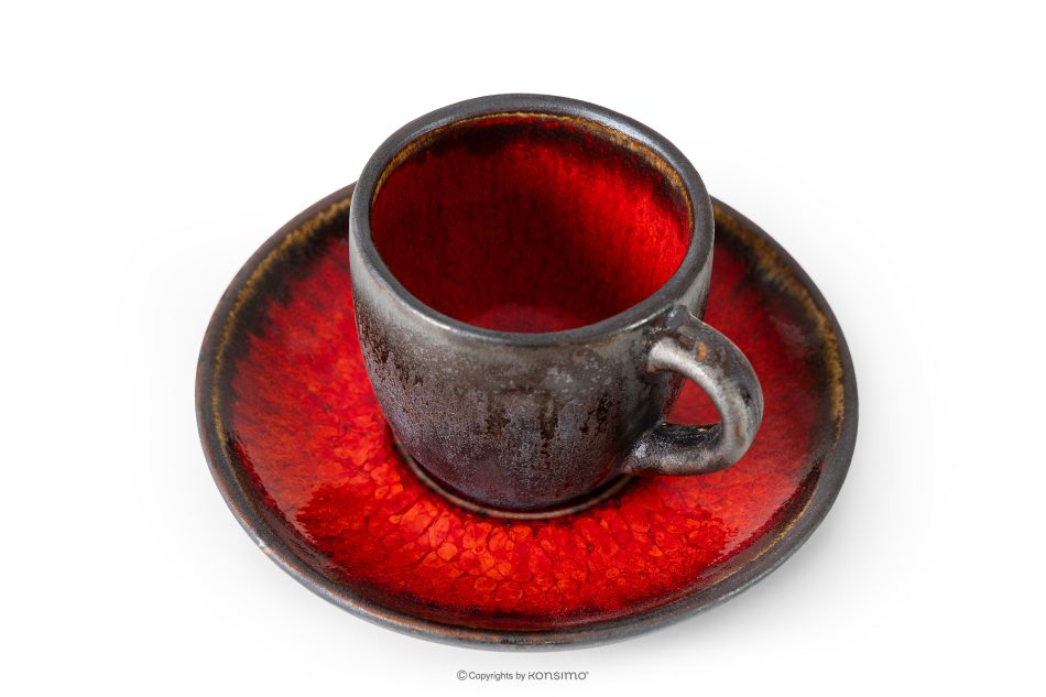 PRIMA Ručne glazovaná sada na espresso pre 6 osôb (18 ks) červená červená - obrázok 3