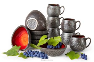 PRIMA, https://konsimo.sk/kolekcie/prima/ Ručne glazovaná sada na raňajky pre 6 osôb (12 ks) červená červená - obrázok