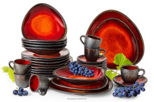 PRIMA, https://konsimo.sk/kolekcie/prima/ Ručne glazovaná večera a kávová súprava pre 6 osôb (30 ks) červená červená - obrázok